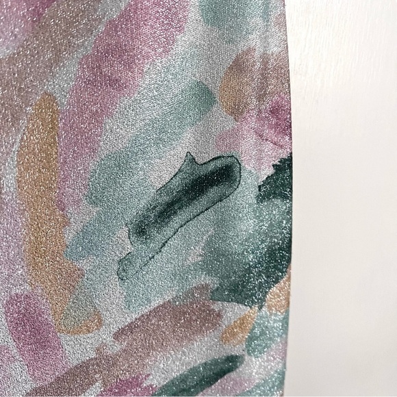 Bebe Watercolor Brush Lurex Gown Shimmery Slip Dress Size Small Party‎ Feminine - Picture 8 of 15